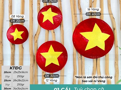 Nón lá trang trí phong cách cờ Đỏ sao Vàng [4 Size] NON-T-02